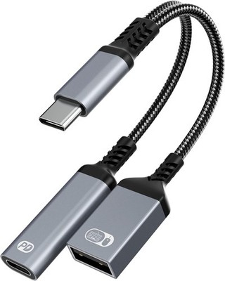 2-in-1 USB C OTG Adapter and Charger, Type C OTG Charging Adapter with 60W PD Fa