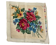 VTG Finished Completed NEEDLEPOINT Tapestry Canvas Bucilla ENGLISH GARDEN 14"