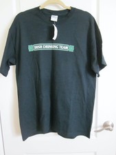 NWT IRISH DRINKING TEAM BLACK T-SHIRT St. Patty's Day Leprechaun Beer Drinking