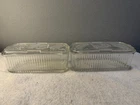 Vintage (2) Federal Glass Clear Ribbed Refrigerator Dishes with Lid -Rectangle