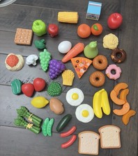 Lot of 45 Pieces Pretend Play Food Fruits Vegetables Plastic Pizza Donuts Milk