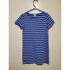 J.Crew T-Shirt Dress Womens XS Blue White Striped Shoulder Zippers