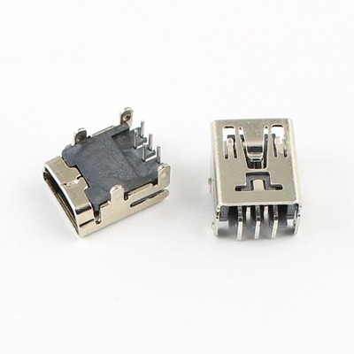 5Pcs Mini USB Female 5 Pin Type B Right Angle PCB Socket Connector 4 Legs DIY