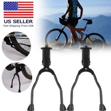 Bicycle Double Leg Side Stand Kick Kickstand Bike Support Spring Center Black