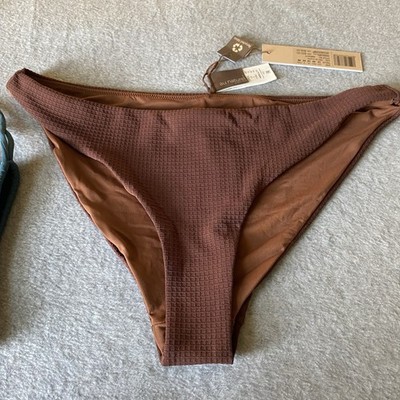 Au Naturel Gottex Bikini Bottoms Women's 12 Brown Mid Rise Cheeky Swimsuit Swim