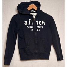 Abercrombie Kids Black Muscle Full Zip Hoodie Sweatshirt Athl Dept Graphic Small