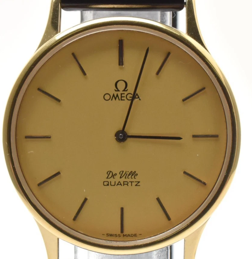 Omega — [NEAR MINT] OMEGA DeVille 1365 Qz Gold Push Crown Women Wrist Watch From Japan