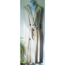 Tahari NWT Womens Sleeveless Tan Linen Elie Linen Blend Dress Size Medium Preppy
