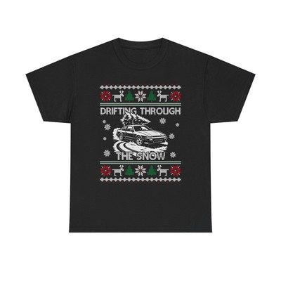 240sx s13 coupe Drifting Through the Snow Ugly Christmas Tee, Holiday Gift