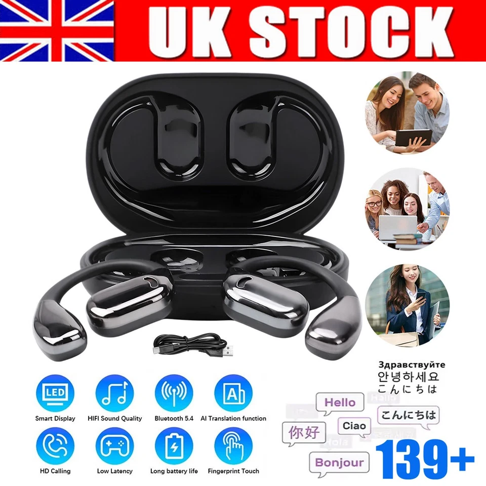 2025 Language AI Translator Earbuds Real Time Bluetooth Translate Earphones UK
