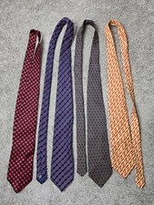 Men's Neck Tie Lot Of 4 100 Silk Vintage Mixed Variety French ITALY USA