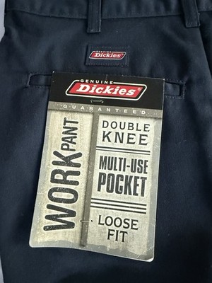 Dickies Mens Loose Fit Double Knee Pocket Work Pants Dark Blue NWT