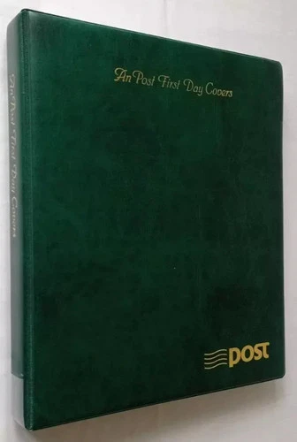IRELAND 'AN POST' FIRST DAY COVERS GREEN LUXURY 4-RING ALBUM & 2-POCKET PAGES
