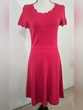 *NEW* Talbots Scallop Neck Short Sleeve A-Line Dress Pink-Red Office Church, MP