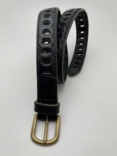 Dockers Black Leather Belt fits 23 24 Youth Teen Boys Brass Adjustable
