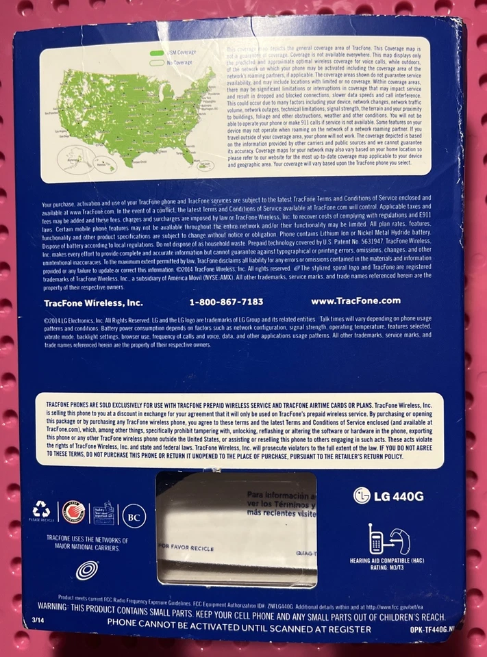 Cámara TRACFONE Lg 440G 3G 1,3 MP, nueva sellada de fábrica, caja despeinada Foto 2 de 2