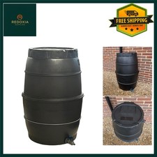 Garden Rain Water Collector Barrel with Tap & Lid, 170 Litre, 84x55cm
