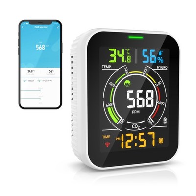 Brandson Co2 Messgerät, Wifi, USB Kabel, weiß, Akku