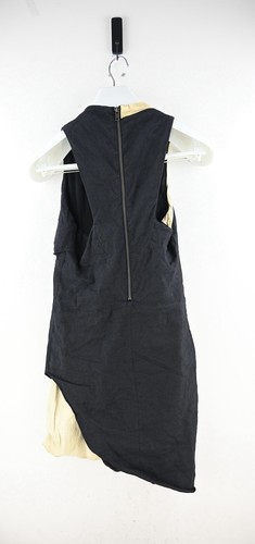 Helmut Lang asymetric hem sleeveless top with leather trim in black/honey size 4 - Bild 6 von 8