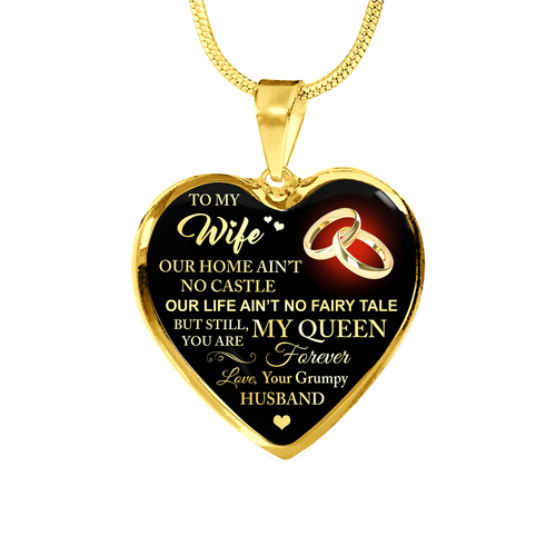 To My Wife Love Gift From Grumpy Husband Heart Necklace Chain for Valentines Day - Picture 4 of 7