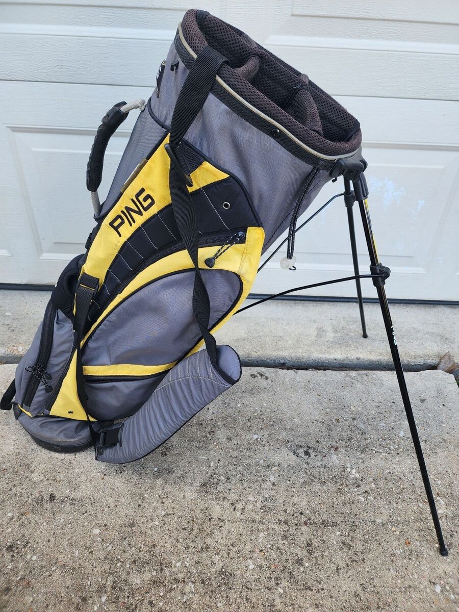 Ping Craz-E-Lite Golf Stand Bag 6-Way Dual Strap Yellow Gray Ping Craz-E-Lite Golf Stand Bag 6-Way Dual Strap Yellow Gray
