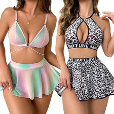 Women Sexy Lingerie Leopard Slim Skirt Party Cocktail Clubwear Mini Dress US