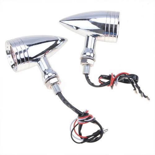 Chrome Motorcycle LED Bullet Brake Blinker Turn Signal Tail Ligh Fits For Harley - Picture 6 of 7