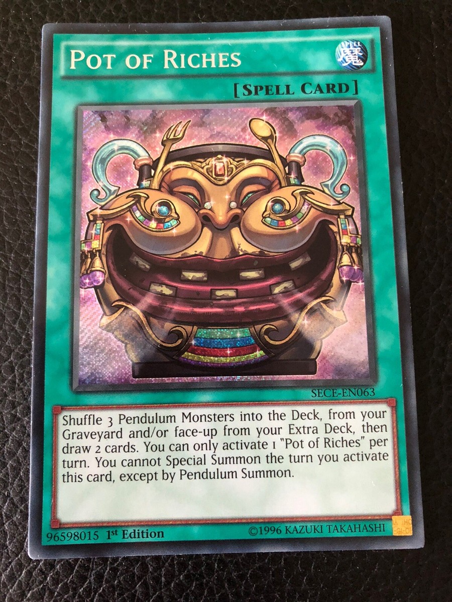 Yugioh SECE-EN063 Pot of Riches Secret 1st NM PENDULUM VERY HARD TO FIND +  BONUS
