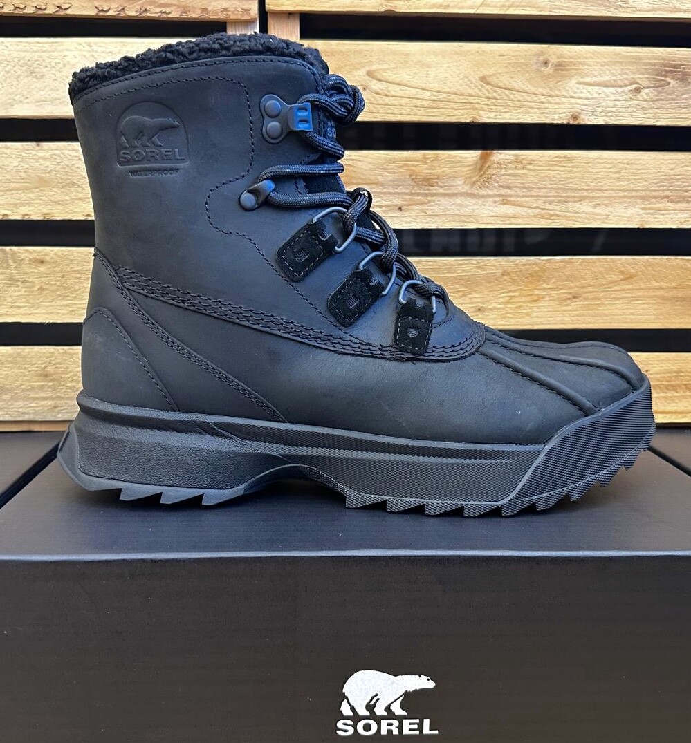 SALOMON Sorel Stivali invernali da uomo Scout 87' Lux WP in pelle nera e camoscio nuovi con scatola