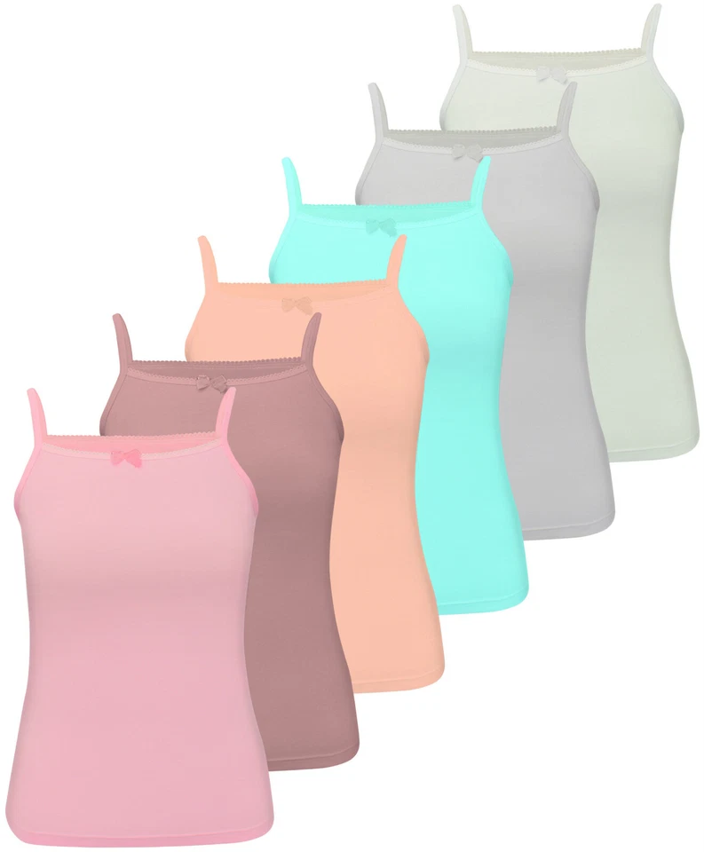 6 Mädchen Unterhemden Spagettiträger Tank Top Baumwolle Kinder Unterwäsche  - Bild 1 von 4
