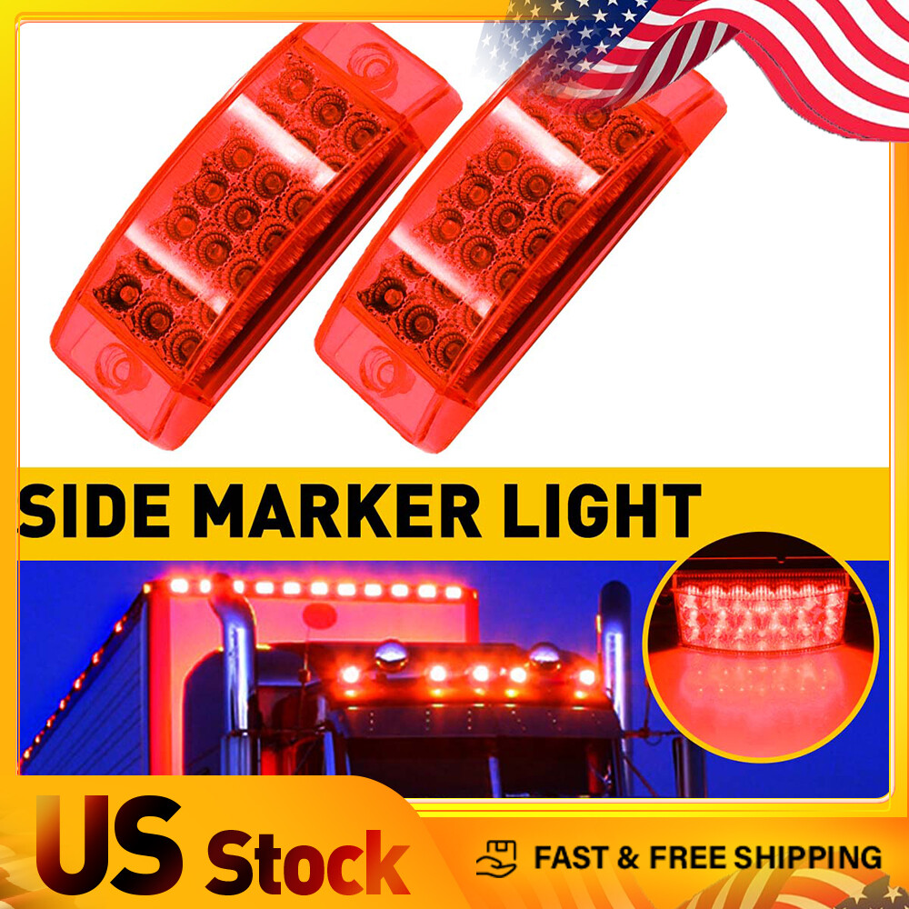 Red Clearance 21-LED Truck Trailer Side Marker Turn Signal Lights