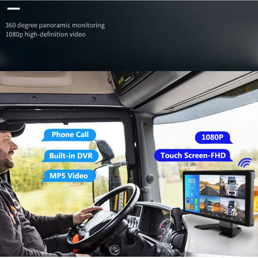 10.36" IPS Quad Monitor DVR 4 Backup Camera Multi Media For Truck Trailer RV Bus - Image 4 of 4