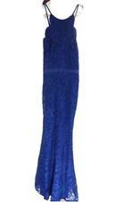 Lulu's Women's Large Maxi Dress Zenith Lace Scalloped Mermaid Gown Navy EUC