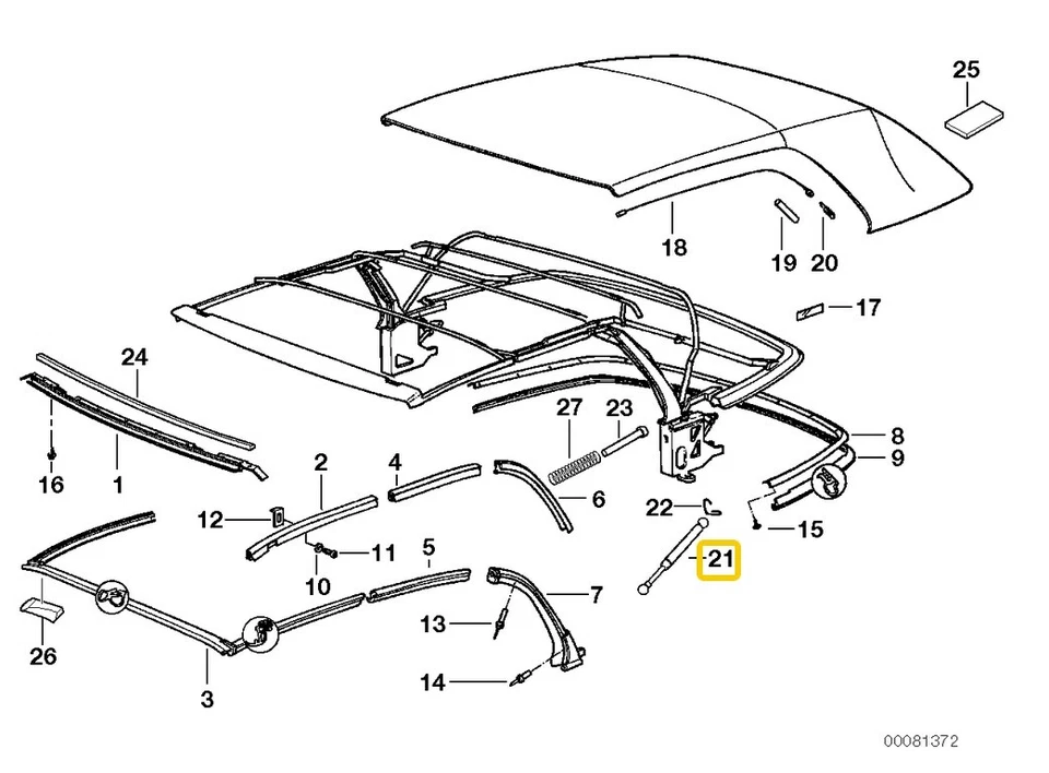 2 apoios de suspensão de suporte de elevação superior conversível esquerda+direita fabricante de equipamento original Stabilus para BMW E36 - Imagem 2 de 4