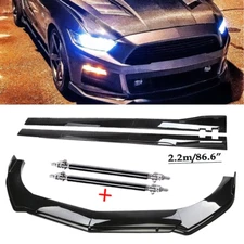 For Ford Mustang GT Front Bumper Lip Spoiler Chin Splitter Glossy Black Body Kit