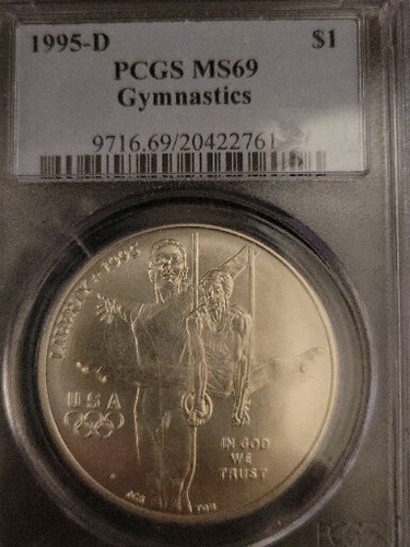 1995-D Olympic Gymnastics Dollaro Argento Commemorativo PCGS MS69 - Foto 1 di 6