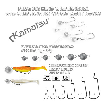 Flexi Jigköpfe Cheburashka mit Offset Haken Softköder Set Ball Sinker Gewicht