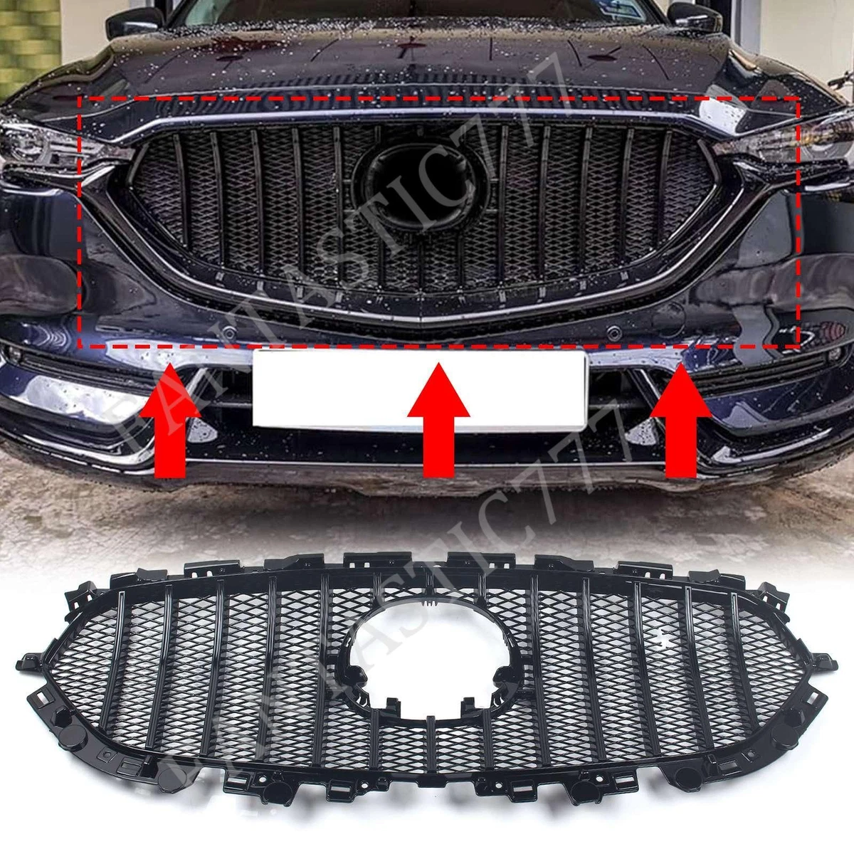 Front Grille Mesh Grill Vent Trim For Mazda CX-5 CX5 2017 2018