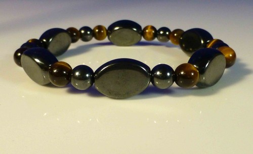 Braccialetto Guarigione Magnetica Ematite DOLORE ARTRITE Tigri Allungamento Occhio - Foto 2 di 4