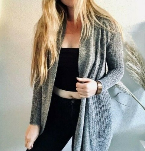 marled open knit Cardigan blue 