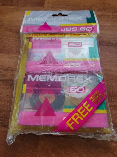 Memorex dBS 60 Minute Blank Cassette Audio Tapes 2 Pack double pack hanging - Picture 3 of 13