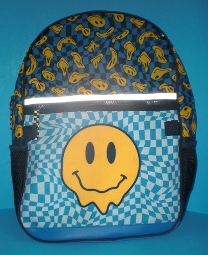 Melting Smiley Face Backpack – 17-inch Laptop Backpack – Blue and Yellow - 第 1/8 張圖片