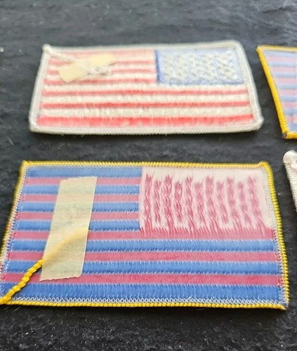 4 USA ☆ AMERICAN FLAG s EMBROIDERED PATCH IRON-ON SEW-ON GOLD & WHITE BORDERS - Picture 7 of 8