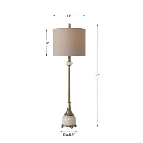 Uttermost Natania Steel Marble and Linen Buffet Lamp in Khaki/Brass - Picture 10 of 10