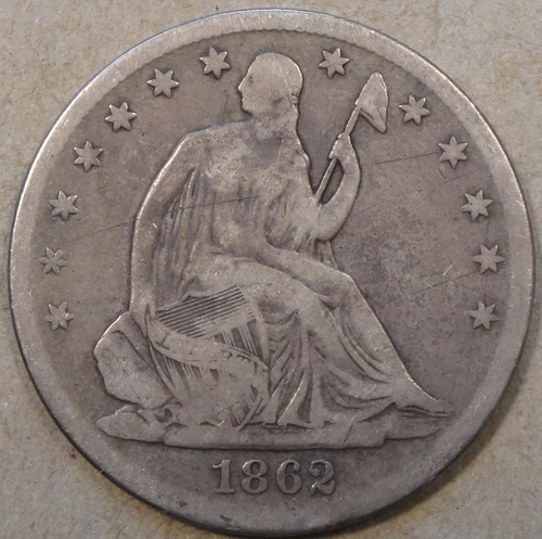 1862-S Seated Liberty Half 50c VG+ Popular Civil War Date