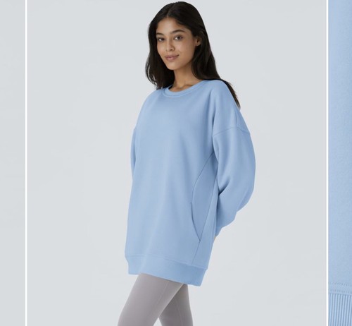 NWT Halara Oversized Sweatshirt Women’s XS Blue Long Sleeve Side Pockets Lounge