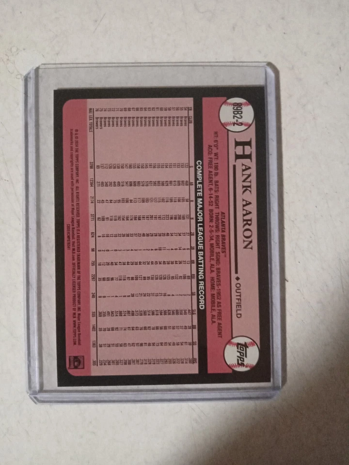 2024 Topps Series 2 - 1989 Topps Baseball #89B2-2 Hank Aaron - Image 2 of 2