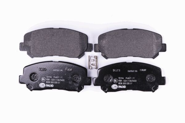 Front HELLA 8DB 355 020-511 Brake Pad Set, disc brake for JEEP (GAC FCA),MAZDA,M