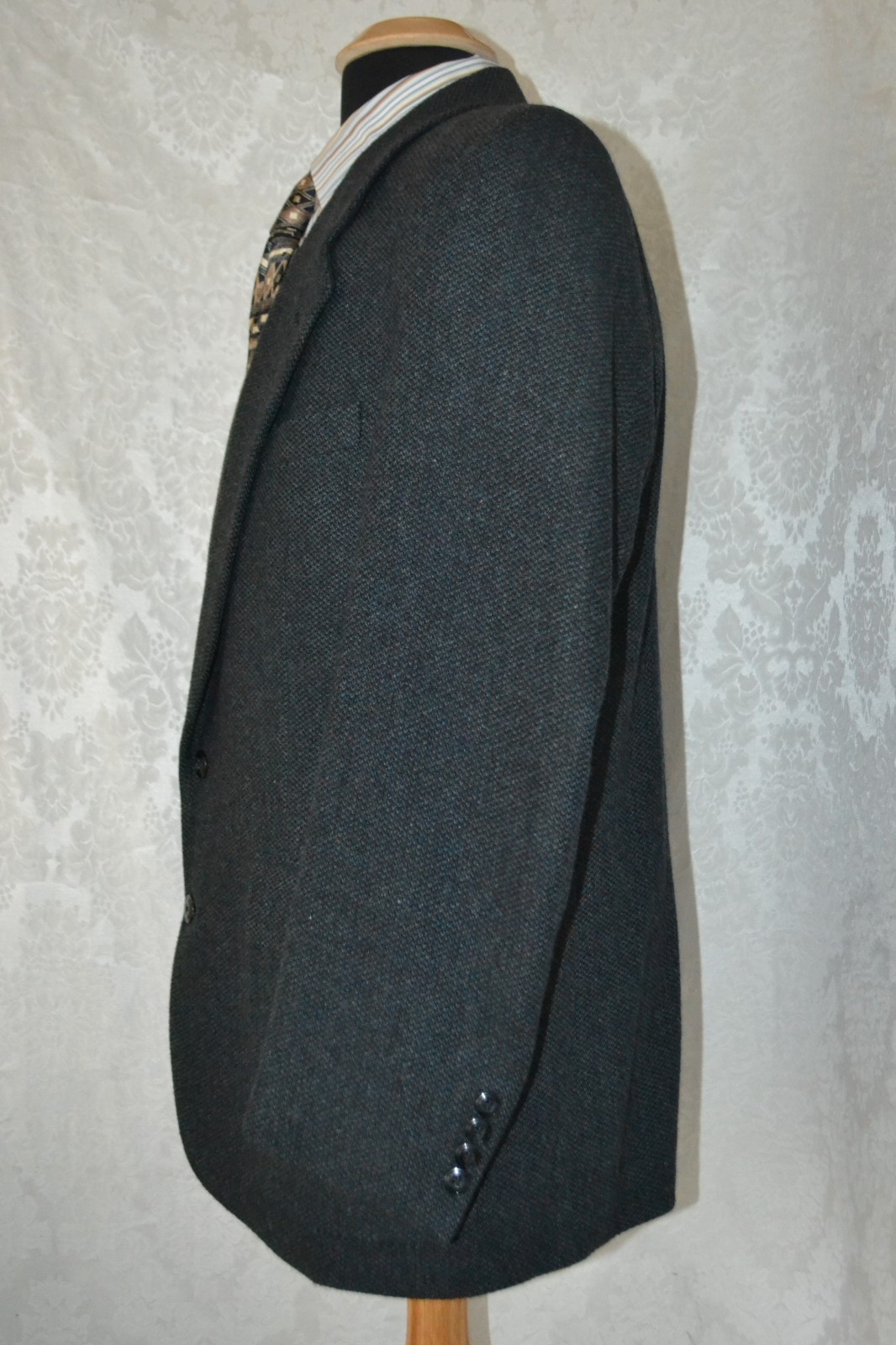 Vintage Burberry Men's Dark Blue Tweed 2 Front Button Sports Coat Sz 42 thumbnail 3