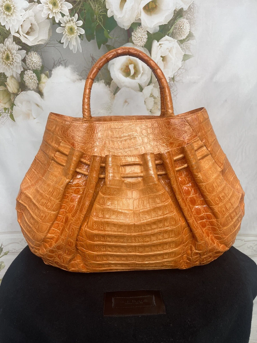 NANCY GONZALEZ CROCODILE PLEATED BAG Orange Ombré GORGEOUS MSRP $3995